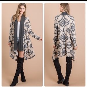 First Love Brushed Aztec Print Cardigan Size M